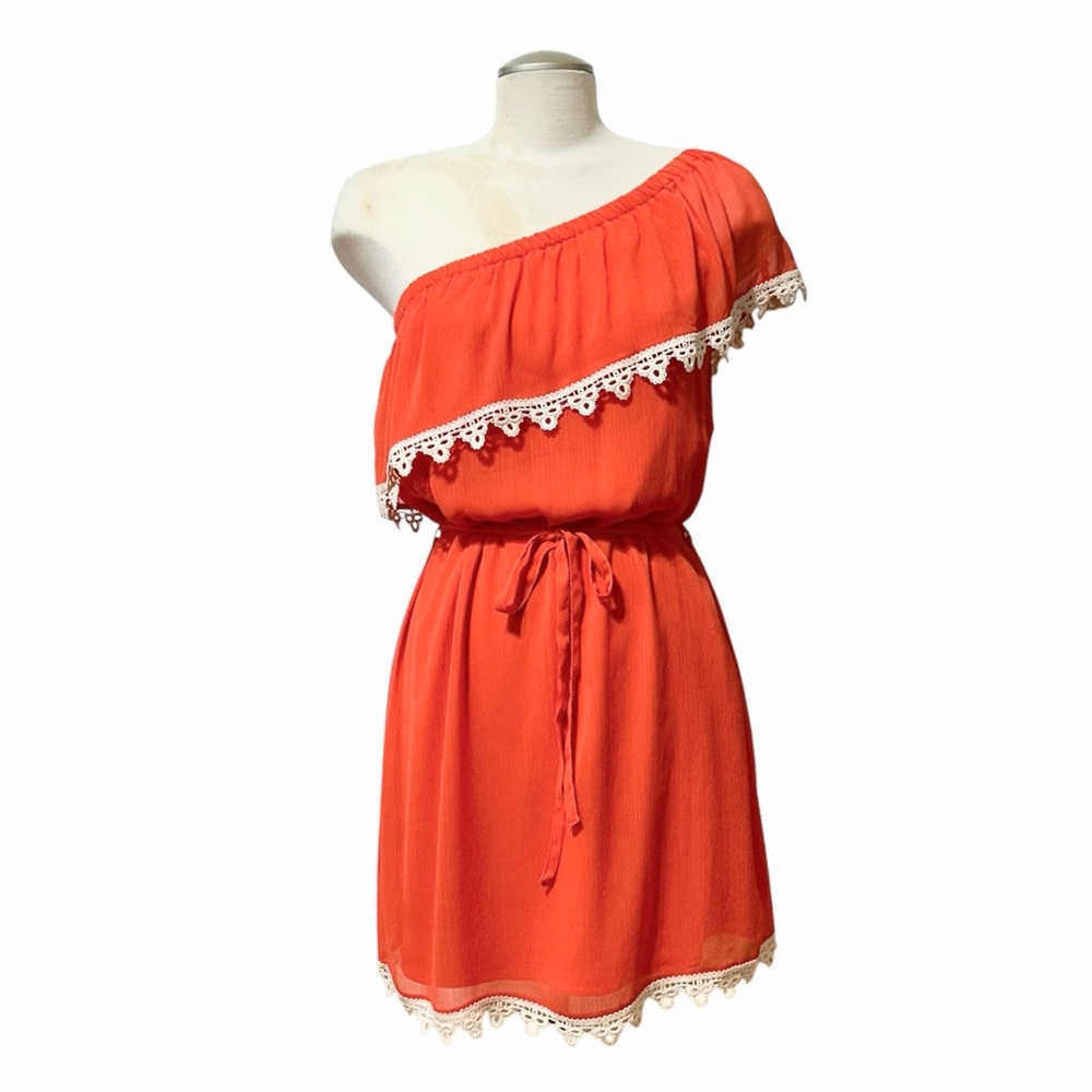 Charming Charlie Orange One Shoulder Dress Size Medium